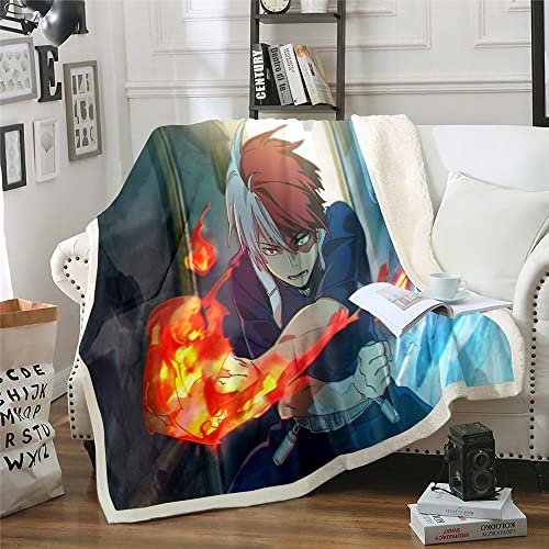 My Hero Academia Todoroki Shoto Anime 3D gedruckte weiche leichte Reise flauschige Flanell Nickerchen Decke Idee Geschenk Plüsch Haus Dekorationen von YuZong