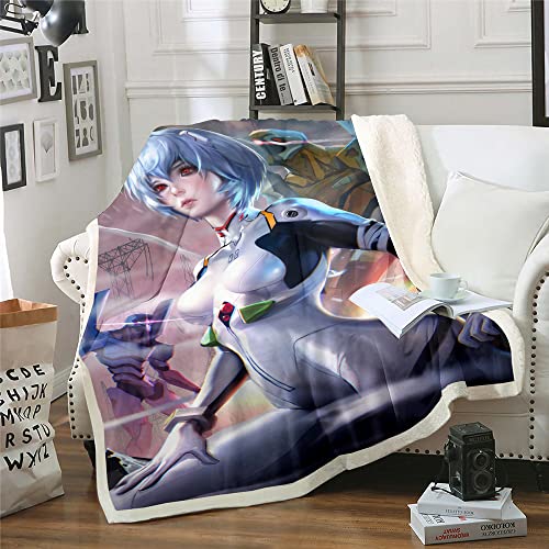 NEON GENESIS EVANGELION/EVA Ayanami Rei Anime 3D gedruckte weiche leichte Reise flauschige Flanell Nickerchen Decke Idee Geschenk Plüsch Haus Dekorationen von YuZong