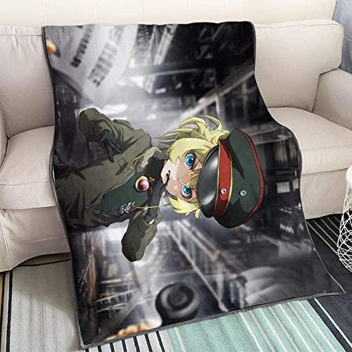 Saga Of Tanya The Evil Tanya Degurechaff - Schwarzer Hintergrund Anime 3D-Digitaldruck Flanell Ultraweiche Micro-Fleece-Decke Pflegeleicht von YuZong