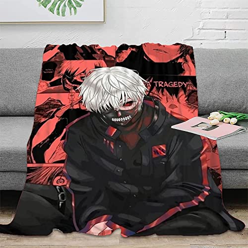 Tokyo Ghoul Kaneki Ken - Schwarzes Porträt Anime 3D-Digitaldruck Flanell Ultraweiche Micro-Fleece-Decke Pflegeleicht von YuZong