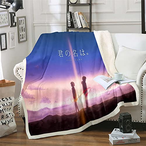 Your Name Makoto Shinkai Anime Flanell 3D Digital gedruckte Decke Bettwäsche Fit Office Home Stil: Raumzeit von YuZong