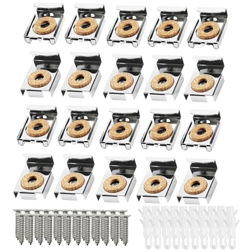 2 Set (8 Stück) Spiegelhalterung Wand Edelstahl, Spiegel Clips, Federbelastete Spiegelaufhängungen Clips mit Schwere Dübel und Schrauben für Hängende Spiegel Glas (8) von Yuaaoh