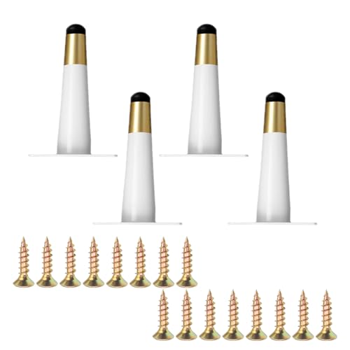 4 Stück Möbelfüße Eisen Gold Weiß, Metallbeine für Möbel, Kegel Möbelbeine Gerade Ersatz-Möbelbeine mit Schrauben für Stühle Tische Schränke Stuhl Schreibtisch (10cm/4’’) (Gold und Weiß, 10 cm) von Yuaaoh