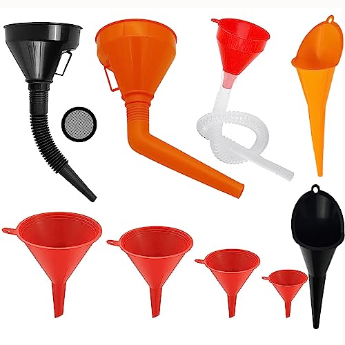 Kunstoff Benzin Trichter Set 9 Pcs Flexibler Plastik Trichter für Auto Werkstatt Haushalt Universal Auto Benzin Kraftstoff Trichter für Benzin, Diesel und Öl, Einfülltrichter mit Schlauch und Sieb Kunstoff Benzin Trichter Set 9 Pcs Flexibler Plastik Trichter für Auto Werkstatt Haushalt Universal Auto Benzin Kraftstoff Trichter für Benzin, Diesel und Öl, Einfülltrichter mit Schlauch und Sieb von Yuaaoh