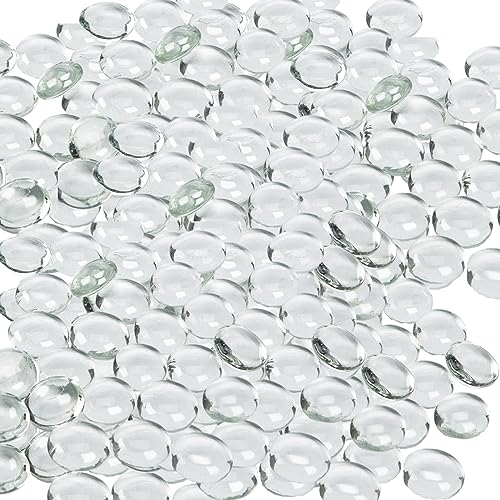 Transparente Glassteine 1 KG Glaskiesel Flach Murmeln Glas Klar Glas Kieselsteine für Hochzeiten Party Tische, Vase und Aquarium Deko (Größe:1,7-1,9 cm) von Yuaaoh