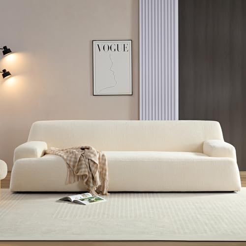 WKS9 Weißes Sektionalsofa mit abnehmbaren Kissen, strapazierfähiger Stoff, Massivholzrahmen, hochdichter Schwammfüller von YuanDesign