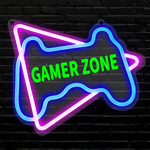 Gamer Zone Neon Zeichen, YuanDian Game Controller LED Neon Lichter für Spiel Zimmer Wanddekoration, Geschenkideen für Jungen Gamers Neffe Männer Teen Sohn Enkel von YuanDian