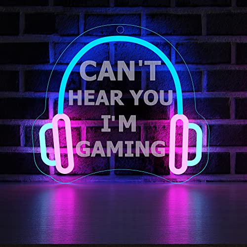 YuanDian Gamer Neon-Schild, kann dich nicht hören, ich bin Gaming Neonlichter für Spielzimmer, coole Geschenkideen für Jungen Gamer Männer Jugendliche, fluoreszierend und weiß geliefert zufällig von YuanDian