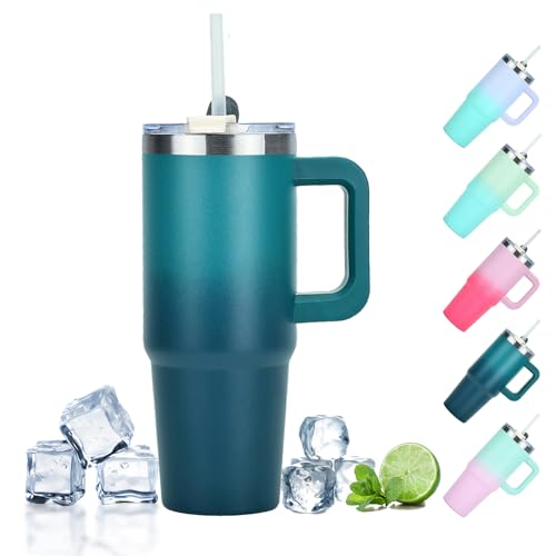 YuanDiann 1200ML/40OZ Isolierbecher Edelstahl Farbverlauf Doppelwandig Kaffeetasse mit Griff Autobecher Kühlbecher Reisebecher mit Strohhalm & Auslaufsicher Becherdeckel Farbverlauf Blau YuanDiann 1200ML/40OZ Isolierbecher Edelstahl Farbverlauf Doppelwandig Kaffeetasse mit Griff Autobecher Kühlbecher Reisebecher mit Strohhalm & Auslaufsicher Becherdeckel Farbverlauf Blau von YuanDiann