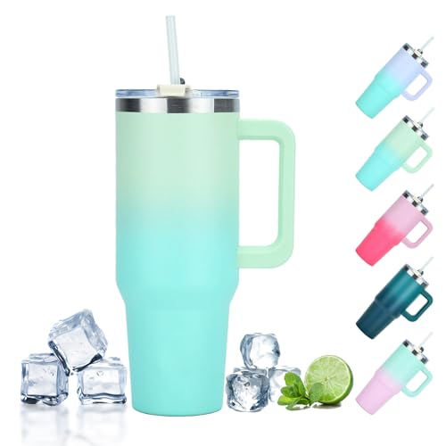 YuanDiann 1200ML/40OZ Isolierbecher Edelstahl Farbverlauf Doppelwandig Kaffeetasse mit Griff Autobecher Kühlbecher Reisebecher mit Strohhalm & Auslaufsicher Becherdeckel Grün Blau YuanDiann 1200ML/40OZ Isolierbecher Edelstahl Farbverlauf Doppelwandig Kaffeetasse mit Griff Autobecher Kühlbecher Reisebecher mit Strohhalm & Auslaufsicher Becherdeckel Grün Blau von YuanDiann