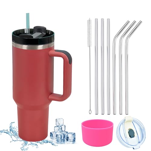 YuanDiann 1200ML Isolierbecher Edelstahl Doppelwandig Kaffeetasse mit Griff Autobecher Kühlbecher Reisebecher mit Strohhalm & Auslaufsicher Becherdeckel & Silikonabdeckung 10-teiliges Set Rot Rost YuanDiann 1200ML Isolierbecher Edelstahl Doppelwandig Kaffeetasse mit Griff Autobecher Kühlbecher Reisebecher mit Strohhalm & Auslaufsicher Becherdeckel & Silikonabdeckung 10-teiliges Set Rot Rost von YuanDiann