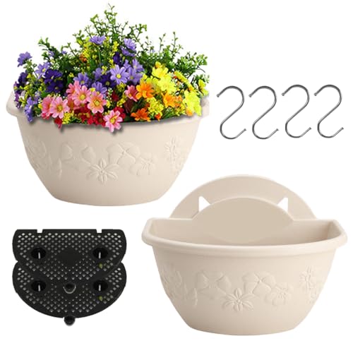 YuanDiann 2er Pack Wandmontage Blumentopf Halbrunder Hängender Garten Blumenkorb Balkon Innen Außen Deko Pflanzgefäß Blumenampel Selbstbewässerung mit Wasserspeicher 4# Beige L YuanDiann 2er Pack Wandmontage Blumentopf Halbrunder Hängender Garten Blumenkorb Balkon Innen Außen Deko Pflanzgefäß Blumenampel Selbstbewässerung mit Wasserspeicher 4# Beige L von YuanDiann