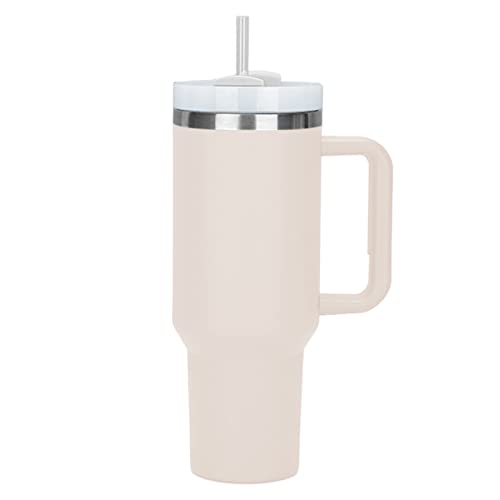 YuanDiann 40oz Edelstahl Vakuum Isolierbecher Doppelwandiger mit Griff und Strohhalm Upgrade Kaffeetasse 1200ml Becher Tumbler Tragbare Autobecher Reisebecher Hellrot von YuanDiann