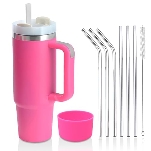 YuanDiann 850ml/30oz Doppelwandiger Edelstahl Vakuum Isolierbecher mit Griff & Deckel Kaffeebecher to Go Trinkbecher Becher Reisebecher Autobecher mit Strohhalm Edelstahl & Silikonabdeckung Rose Rot YuanDiann 850ml/30oz Doppelwandiger Edelstahl Vakuum Isolierbecher mit Griff & Deckel Kaffeebecher to Go Trinkbecher Becher Reisebecher Autobecher mit Strohhalm Edelstahl & Silikonabdeckung Rose Rot von YuanDiann