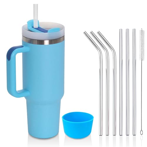 YuanDiann 850ml/30oz Doppelwandiger Edelstahl Vakuum Isolierbecher mit Griff & Deckel Kaffeebecher to Go Trinkbecher Becher Reisebecher Autobecher mit Strohhalm & Silikonabdeckung Blau YuanDiann 850ml/30oz Doppelwandiger Edelstahl Vakuum Isolierbecher mit Griff & Deckel Kaffeebecher to Go Trinkbecher Becher Reisebecher Autobecher mit Strohhalm & Silikonabdeckung Blau von YuanDiann