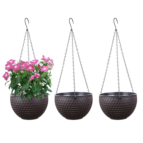 YuanDiann Hängende Blumentöpfe 3er Set, Selbstbewässerung Hängepflanztöpfe mit Wasserspeicher & Ablaufloch Bienenwabe Blumenampel mit Rostfrei Ketten für Innen Außen Decken Balkone Deko YuanDiann Hängende Blumentöpfe 3er Set, Selbstbewässerung Hängepflanztöpfe mit Wasserspeicher & Ablaufloch Bienenwabe Blumenampel mit Rostfrei Ketten für Innen Außen Decken Balkone Deko von YuanDiann