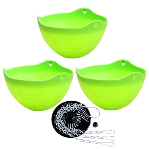 YuanDiann Hängende Klein Blumentöpfe 3er Set, 20cm Durchmesser Selbstbewässerung Hängepflanztöpfe mit Wasserspeicher Blumenampel mit Rostfrei Ketten für Innen AußDeko 1# Smaragdgrün 3 Pack 20 cm von YuanDiann