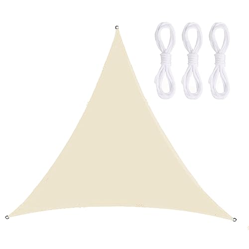 YuanDiann Sonnensegel Dreieck inkl Befestigungsseile Wasserabweisend PES Polyester Sonnenschutz Windschutz UV Schutz für Balkon Garten Terrasse Beige 3.6 * 3.6 * 3.6 m von YuanDiann