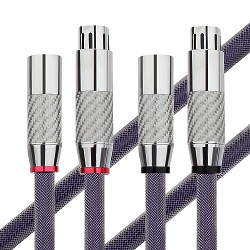 YuanYong XLR Balanced Kabel 1 Paar 18 AWG Mikrofonkabel 8N OCC Kupfer-Einkristall Audiokabel mit Kohlefaser-Rhodium-XLR Stecker auf XLR Buchse,für Studioaufnahmen,Mikrophon,Studio,Bühne,DJ usw (1M) von YuanYong