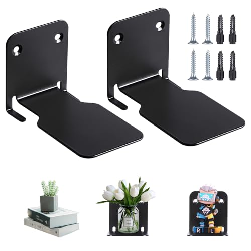 YuanbaoTt 2 Stück Unsichtbares Bücherregal Wand, Schwarzes Schwebendes Regal Bücherregal, Schweberegal, Metall Kleine Wandregale, Schwebende Bücher Regal, Deko schwimmendes Regal für Büro Wohnzimmer von YuanbaoTt