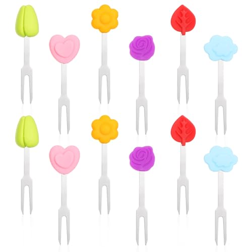 Yuanchu 12 Stück Obstgabeln Kinder Edelstahl, Mini Obst Gabel Set Wiederverwendbar Fruchtgabeln mit Silikon-Griff Süße Dessertgabeln Kuchengabeln Gebäck Gabeln für Haus Küche Café Picknicks Party Yuanchu 12 Stück Obstgabeln Kinder Edelstahl, Mini Obst Gabel Set Wiederverwendbar Fruchtgabeln mit Silikon-Griff Süße Dessertgabeln Kuchengabeln Gebäck Gabeln für Haus Küche Café Picknicks Party von Yuanchu