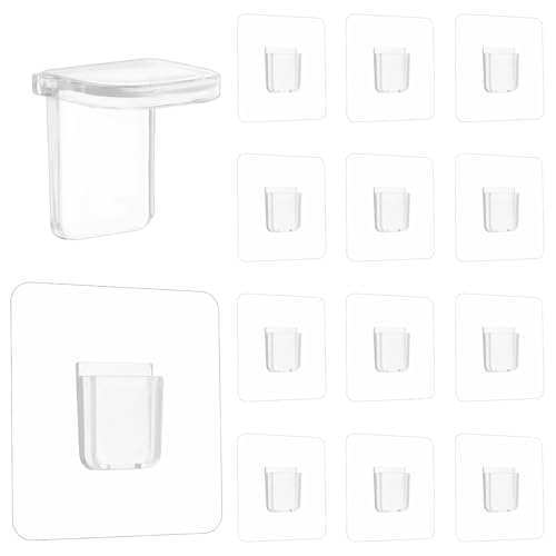 Yuanchu 12 Stück Klebehaken Selbstklebend, Schrankboden Träger Regalbodenträger ohne Bohren Transparent Einlegeboden Halter Regalhalterung Stützen Fachbodenträger für Kleiderschrank Glashalter von Yuanchu