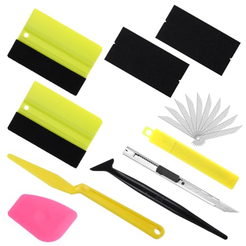 Yuanchu Rakel Für Folie, 18 Stück Vinylfolie Installations Applikator Kits Scheiben Tönung Folie Auto Folierung Rakel Window Film Fensterfolien Küche Folieren Filzrakel Möbelfolie Cuttermesser von Yuanchu