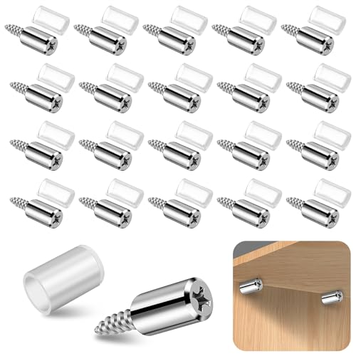 Yuanchu Regalbodenträger, 20 Stück Ø7 mm Bodenträger Regalbodenhalter Einlegeboden Halter mit Gummischutz Fachbodenträger Selbstschneidende Schraube Regalstifte für Möbel Bücherregal von Yuanchu