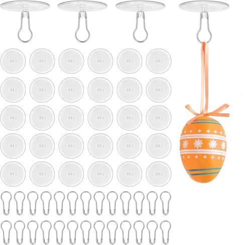 Yuandream Deckenhaken selbstklebend, 30 Stück Transparente Selbstklebende Deckenhaken, Wandhaken ohne Bohren mit Fahnenmast-Clips für Küche, Bad, Wand, Tür, Decke zum Aufhängen,Festdekorationen von Yuandream