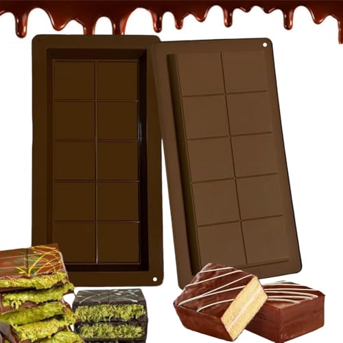 Yuandream Schokoladenform Silikon Tief, 2 Stück Silikonform Schokoladentafel für Dubai Schokolade, Tief Pralinenform Schokolade Form, Extra Tief Schokolade Form für Schokolade, Praline, Süßigkeiten von Yuandream