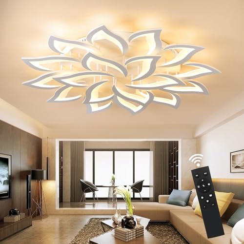 LED Deckenleuchte Dimmbar,Wohnzimmerlampe mit Fernbedienung Farbwechsel,Schlafzimmer Deckenlampe moderne Deckenbeleuchtung Deckenbeleuchtung Kronleuchter Lampe,Dimming 18 heads/Ø120cm/47.2in von Yuanfenghua