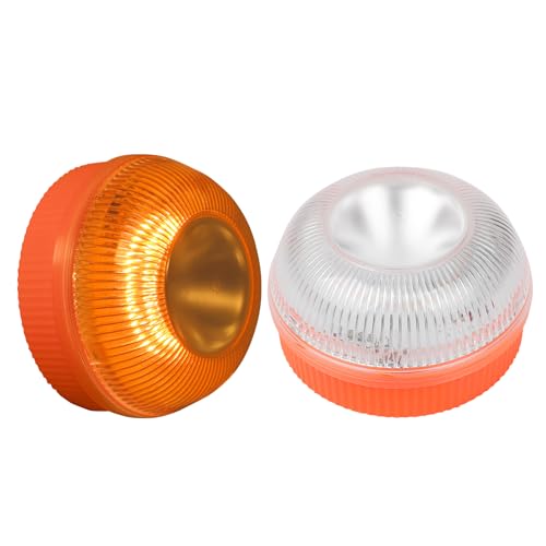 Yuanjoy 2 Stück V16 Notfallleuchte, magnetischer Sockel, 360° LED-Warnleuchte für Autos und Motorräder, wiederaufladbarer Akku, Blinkmodus, gelb, Dauerlicht, weiß Yuanjoy 2 Stück V16 Notfallleuchte, magnetischer Sockel, 360° LED-Warnleuchte für Autos und Motorräder, wiederaufladbarer Akku, Blinkmodus, gelb, Dauerlicht, weiß von Yuanjoy