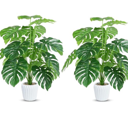 Yuanlne 2er Set Kunstpflanzen Monstera mit Topf, 70cm künstliche Pflanzen, Fake Pflanzen Für Badezimmer Büro Küche Zimmer Dekoration von Yuanlne