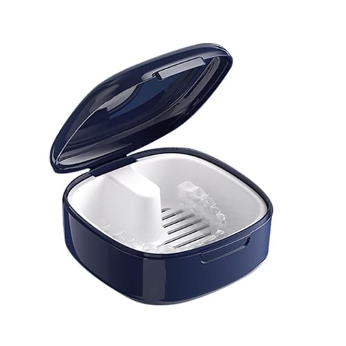 Yuannee Zahnprothesenbox mit Sieb,Zahnschiene Box Zahnspangendose Spangendose Gebissdose Prothesendose Zahnprothesen mit Hängender Zahnprothesenbehälter für Retainer Aligner (blau) von Yuannee