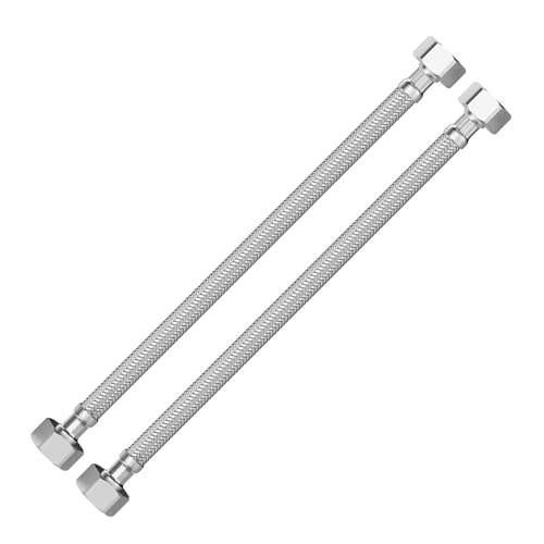 2 Stück Flexschlauch Flexibler Panzerschlauch Verbindungsschlauch Anschlussschlauch Edelstahl - Diverse Längen 1/2" IG x 1/2" IG x 30cm Flexibler Schlauch für Wasserhahn Eckventil Waschtisch von Yuanny