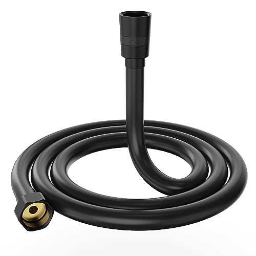Duschschlauch Schwarz aus PVC 1,5 m YUANNY Brauseschlauch mit Verdrehschutz und Anti-Knickschutz, Flexibel Brauseschlauch mit Premium Doppelten Messingkopf, Universeller G1/2” Anschluss von Yuanny