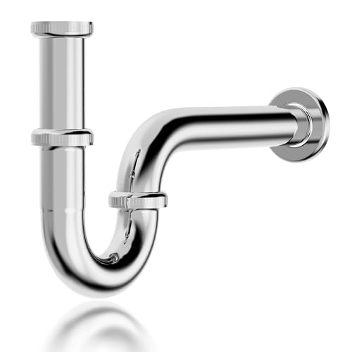 Universal Siphon für Waschbecken Edelstahl,Röhrensiphon Siphon Waschbecken Ablaufgarnitur 1 1/4“ Chrom，Abflussrohr Tauchrohr 8-11cm höhenverstellbar，Abflussrohr Bad & Küche Flexibler Ablaufschlauch von Yuanny