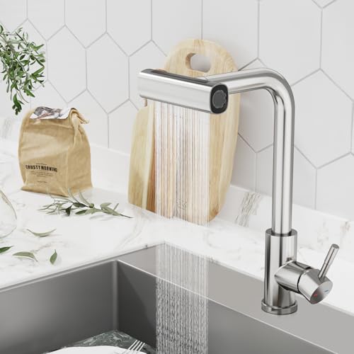 Wasserhahn Küche, Küchenarmatur mit Brause Ausziehbar, Armatur Küche Edelstahl 4 Modus Spültischarmatur Ausziehbar 360° Drehbar, Hochdruck Einhand-Spültischbatterie Mischbatterie Küche von Yuanny