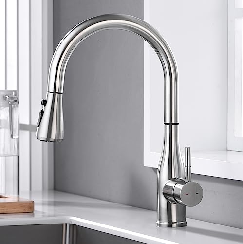Wasserhahn Küche, YUANNY Küchenarmatur mit Brause Ausziehbar, Armatur Küche Edelstahl 3 Modus Spültischarmatur Ausziehbar 360° Drehbar, Hochdruck Einhand-Spültischbatterie Mischbatterie Küche von Yuanny