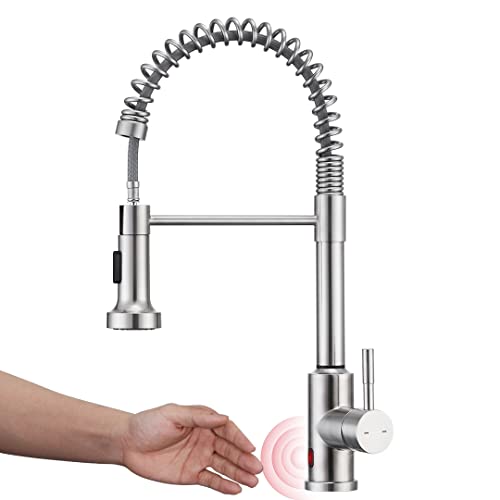 YUANNY Touchless Sensor Wasserhahn Küche, Küchenarmatur mit Ausziehbarer Brause, 360° Drehbar Armatur Küche Mischbatterie 2 Strahlarten,Spültischarmatur Spiralfederarmatur Edelstahl von Yuanny