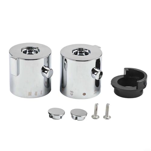 1 Paar Thermostat-Dusch-Temperaturregler-Griffknöpfe in Chrom, ABS-Kunststoff-Ersatzhandräder mit weißen Temperaturmarkierungen, kompatibel mit SMA-Badewannenarmaturen und Torpedo-Stangen-Dusche von Yuanpgky