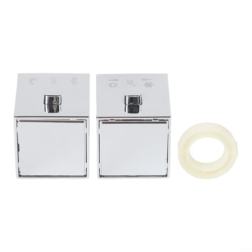1 Paar quadratische Duschtemperaturregelungsgriffe in Chrom, ABS-Kunststoff-Thermostatknöpfe mit weißen Temperaturmarkierungen, kompatibel mit SMA-Badewannen-Duscharmaturen, inklusive Stop-Ring, Grub 1 Paar quadratische Duschtemperaturregelungsgriffe in Chrom, ABS-Kunststoff-Thermostatknöpfe mit weißen Temperaturmarkierungen, kompatibel mit SMA-Badewannen-Duscharmaturen, inklusive Stop-Ring, Grub von Yuanpgky