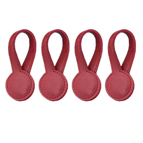 4 Stück magnetische Handtuchhalter Lederklammern für Zuhause Aufbewahrung und Stoffanpassung, starkes Magnet-Design (rot) von Yuanpgky