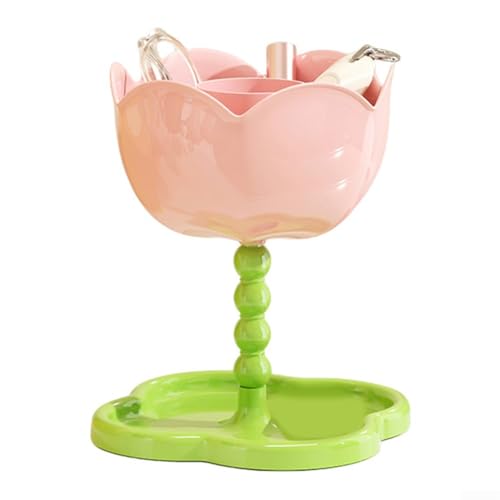 Blumenförmiges doppellagiges Aufbewahrungsregal, ABS zweistöckiges Organizer-Regal für Wohnzimmer-Dekor und Heimaufbewahrung, platzsparendes Design für kleine Wohnungen (Rosa) von Yuanpgky