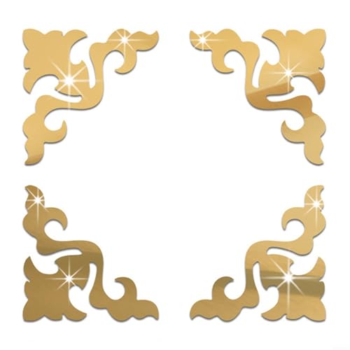 Dekorative geometrische Spiegel-Aufkleber, 4-teiliges Set, um Ihren Wänden Charme zu verleihen (Gold) von Yuanpgky