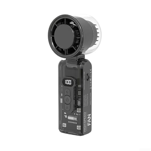 Effizienter Turbo-Handventilator mit eingebautem LED-Licht für nächtliche Outdoor-Aktivitäten (schwarz) von Yuanpgky