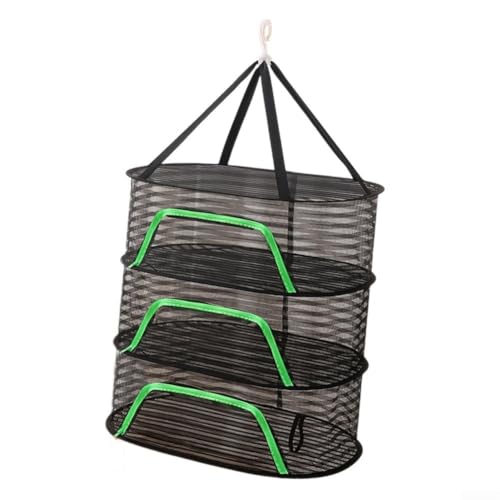 Faltbares mehrstöckiges Netz-Trockennetz für Gemüse, Fisch und dehydrierte Lebensmittel mit winddichtem Haken und insektensicherem Reißverschluss, atmungsaktives Nylon-Küchenwerkzeug (B) von Yuanpgky