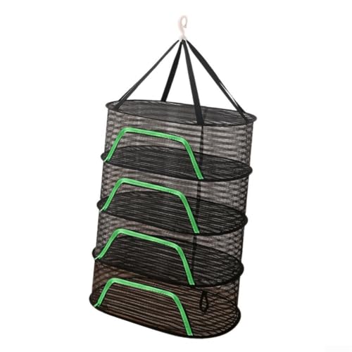 Faltbares mehrstöckiges Netz-Trockennetz für Gemüse, Fisch und dehydrierte Lebensmittel mit winddichtem Haken und insektensicherem Reißverschluss, atmungsaktives Nylon-Küchenwerkzeug (C) von Yuanpgky