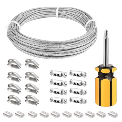 Für langlebiges 304 Edelstahl-Drahtseil-Set für Outdoor-Anwendungen, rostbeständig, perfekt für Mehrzweck-Nutzung (20 Meter) von Yuanpgky