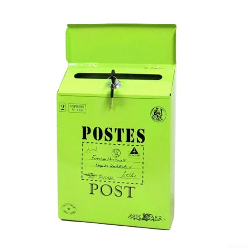 Iron Lock Briefkasten Vintage Wandhalterung Briefkasten Post Post Brief Zeitungsbox Retro Outdoor Wasserdicht Brief Aufbewahrungsbox Garten Outdoor Dekoration Handwerk (Grün) von Yuanpgky